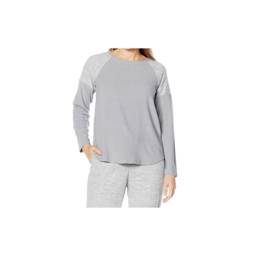 Comfort Code Women's Grid Fleece Colorblocked Sleepwear Top Gray Small Size
